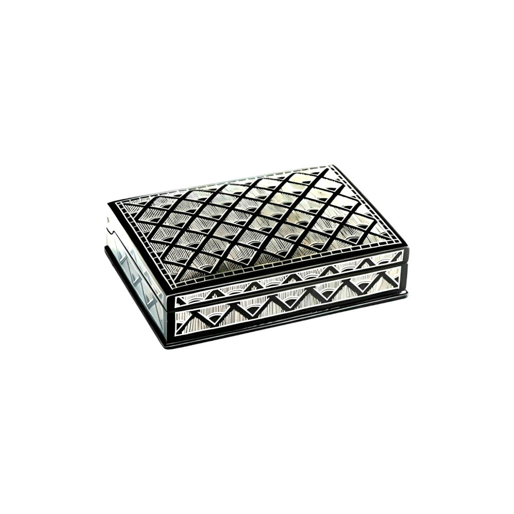 Bidriware Art Work Black Metal Silver Inlay Jewellery Box