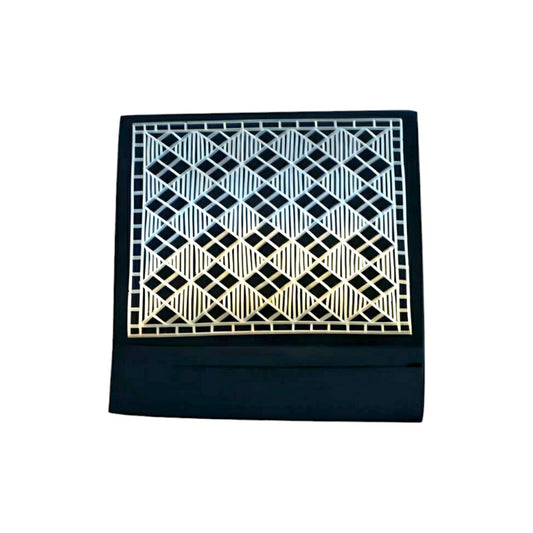 Bidriware Art Work Handcrafted Square Silver Inlay Jewellery Box