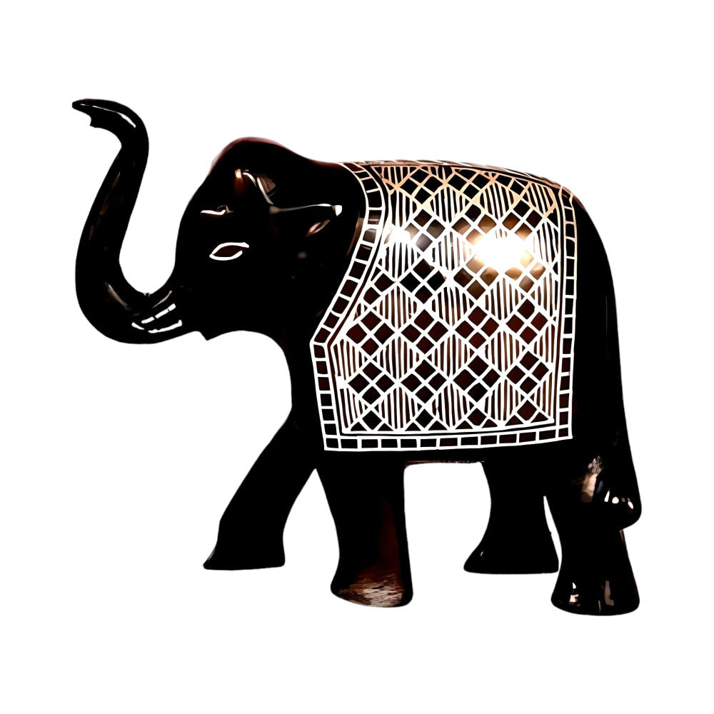 Black Metal Bidri Art Work Elephant Decorative Showpiece