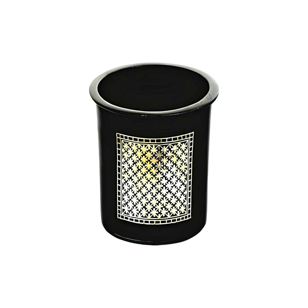 Handcrafted Bidriware Art Work Black Metal Pure Silver Inlay Pen Stand