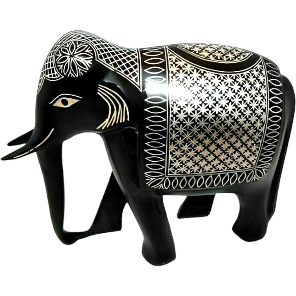 Handcrafted Bidriware Black Metal Silver Elephant Decorative Showpiece