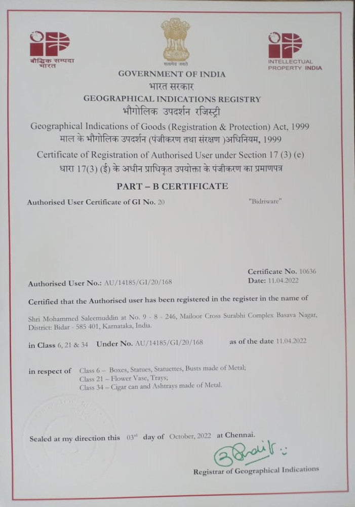 Handcrafted Bidriware Black Metal Silver Elephant Decorative Showpiece