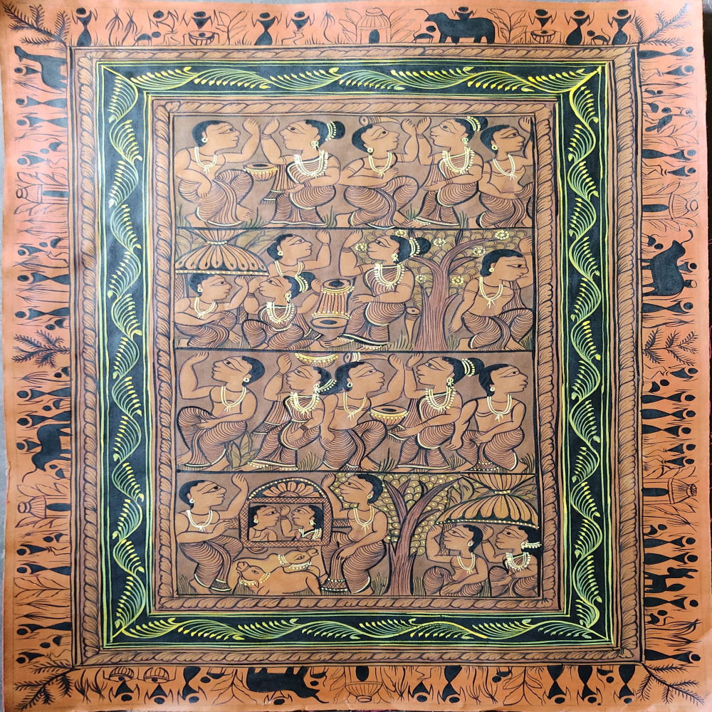 Adivasi People Celebration Bengal Patachitra Art