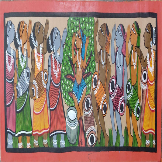 Adivasi Tribe Dancing Bengal Patachitra Art