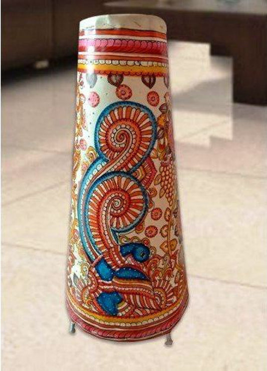 Andhra Pradesh Leather Puppetry Peacock Printed Decorative Showpiece Lamp