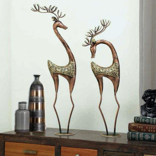 Antique Iron Pair Of Deer Set Of 2