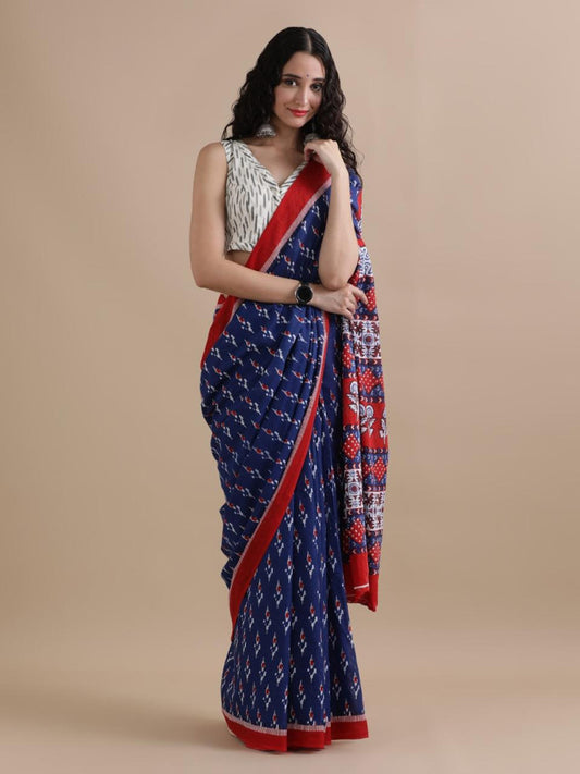 Bagru Block Print Cotton mulmul Saree Style 102