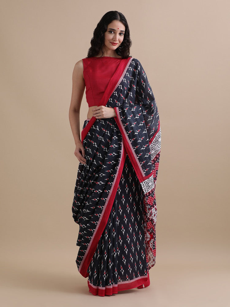 Bagru Block Print Cotton mulmul Saree Style 114