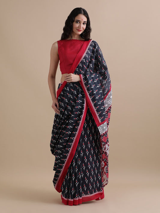 Bagru Block Print Cotton mulmul Saree Style 114