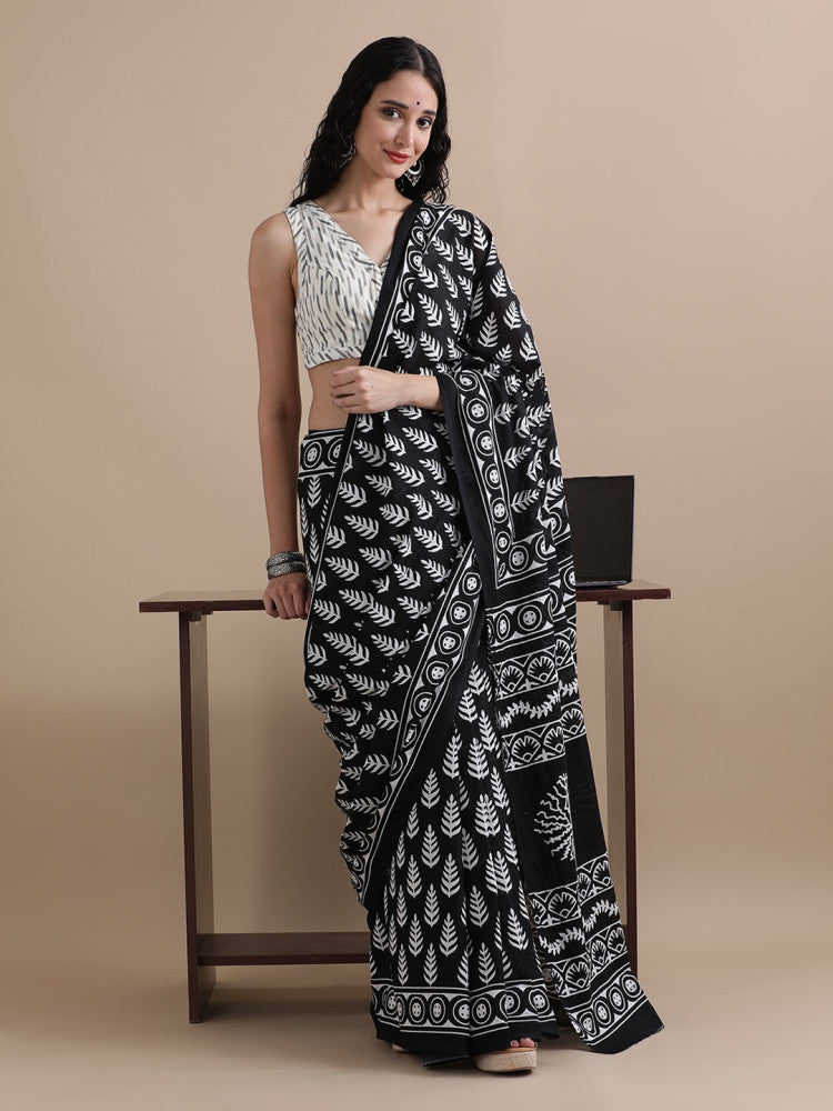 Bagru Block Print Cotton mulmul Saree Style 118