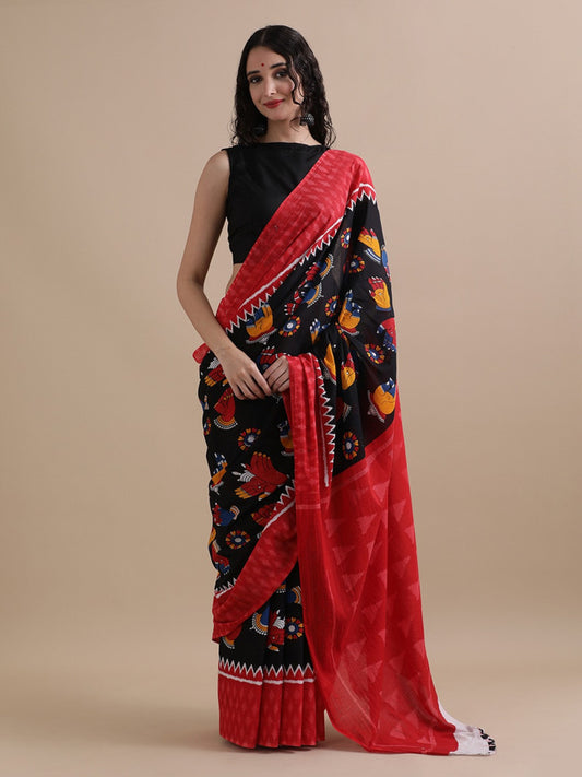 Bagru Block Print Cotton mulmul Saree Style 124