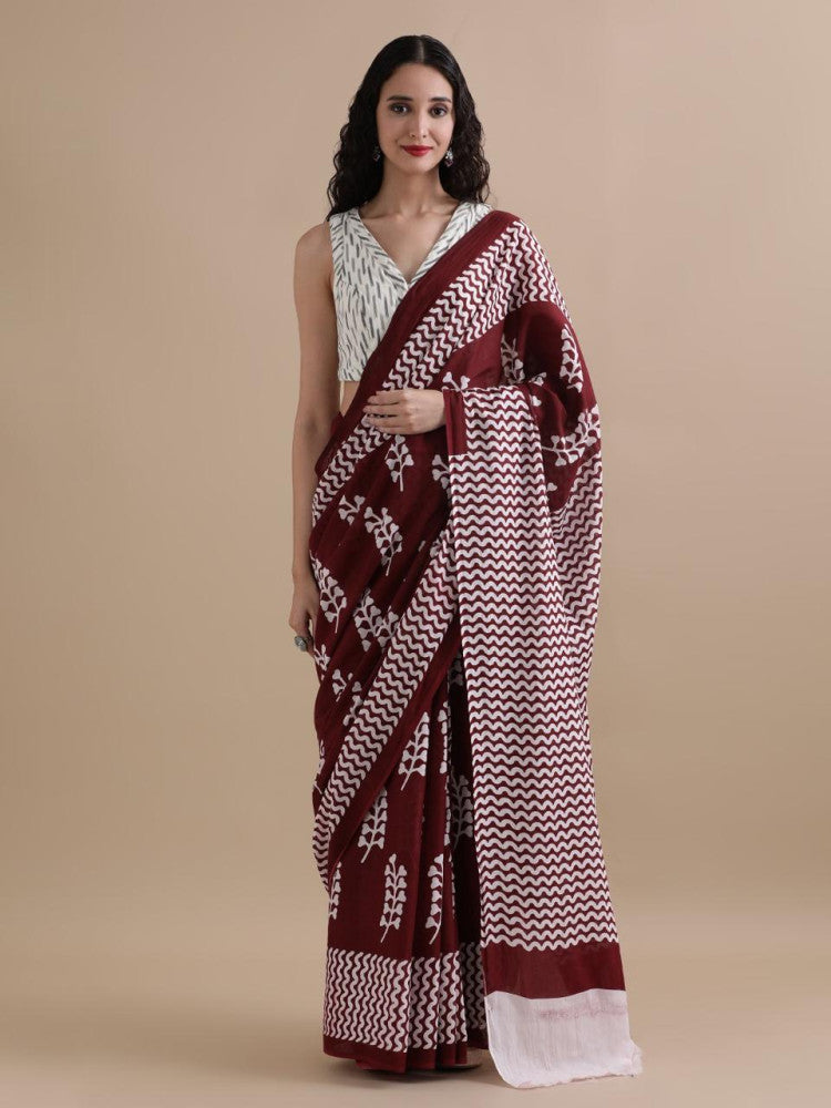Bagru Block Print Cotton mulmul Saree Style 134
