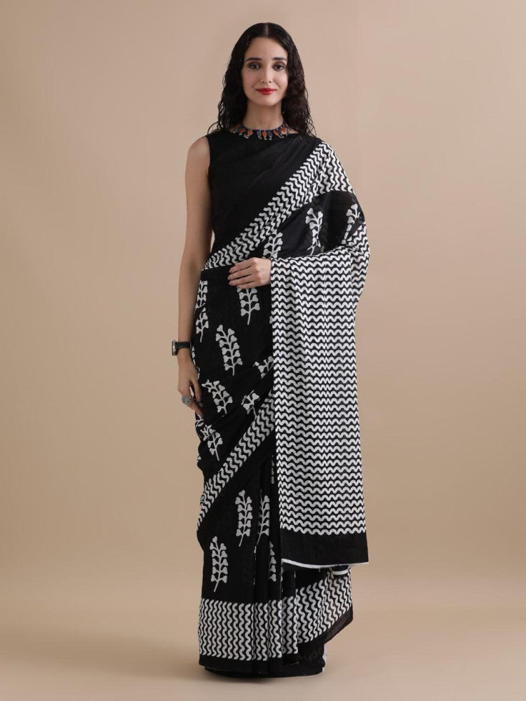 Bagru Block Print Cotton mulmul Saree Style 135