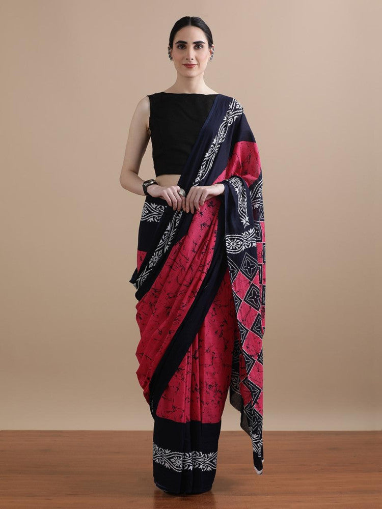 Bagru Block Print Cotton mulmul Saree Style 149