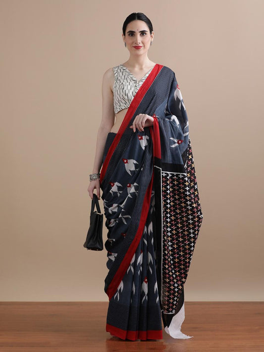Bagru Block Print Cotton mulmul Saree Style 154