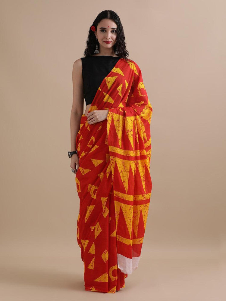 Bagru Block Print Cotton mulmul Saree Style 168