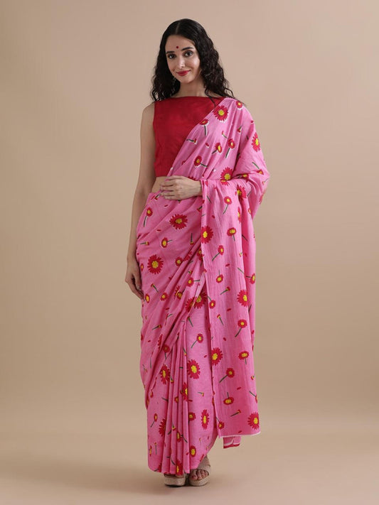 Bagru Block Print Cotton mulmul Saree Style 97