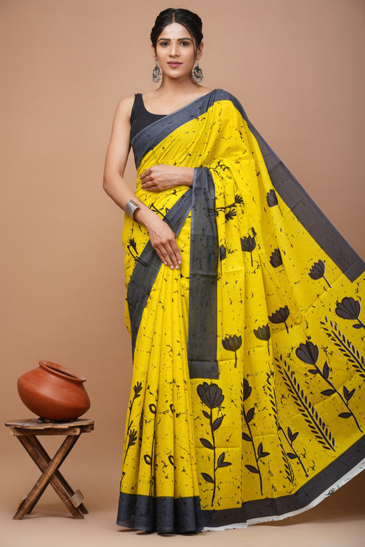Bagru Block Print Cotton mulmul Sarees Style 40