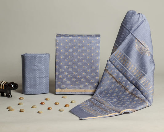 Bagru Hand Block Chanderi Silk Dress material Style 25