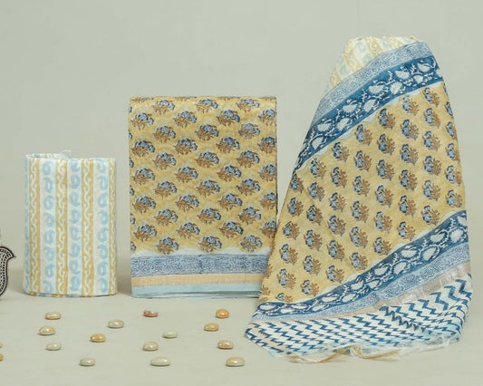 Bagru Hand Block Chanderi Silk Dress material Style 31