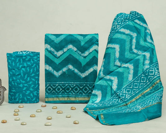 Bagru Hand Block Chanderi Silk Dress material Style 40