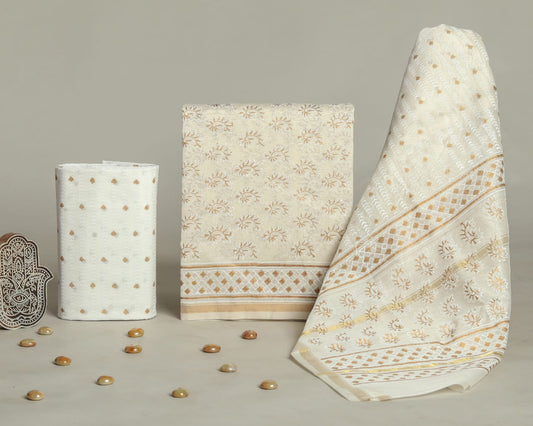 Bagru Hand Block Chanderi Silk Dress material Style 9