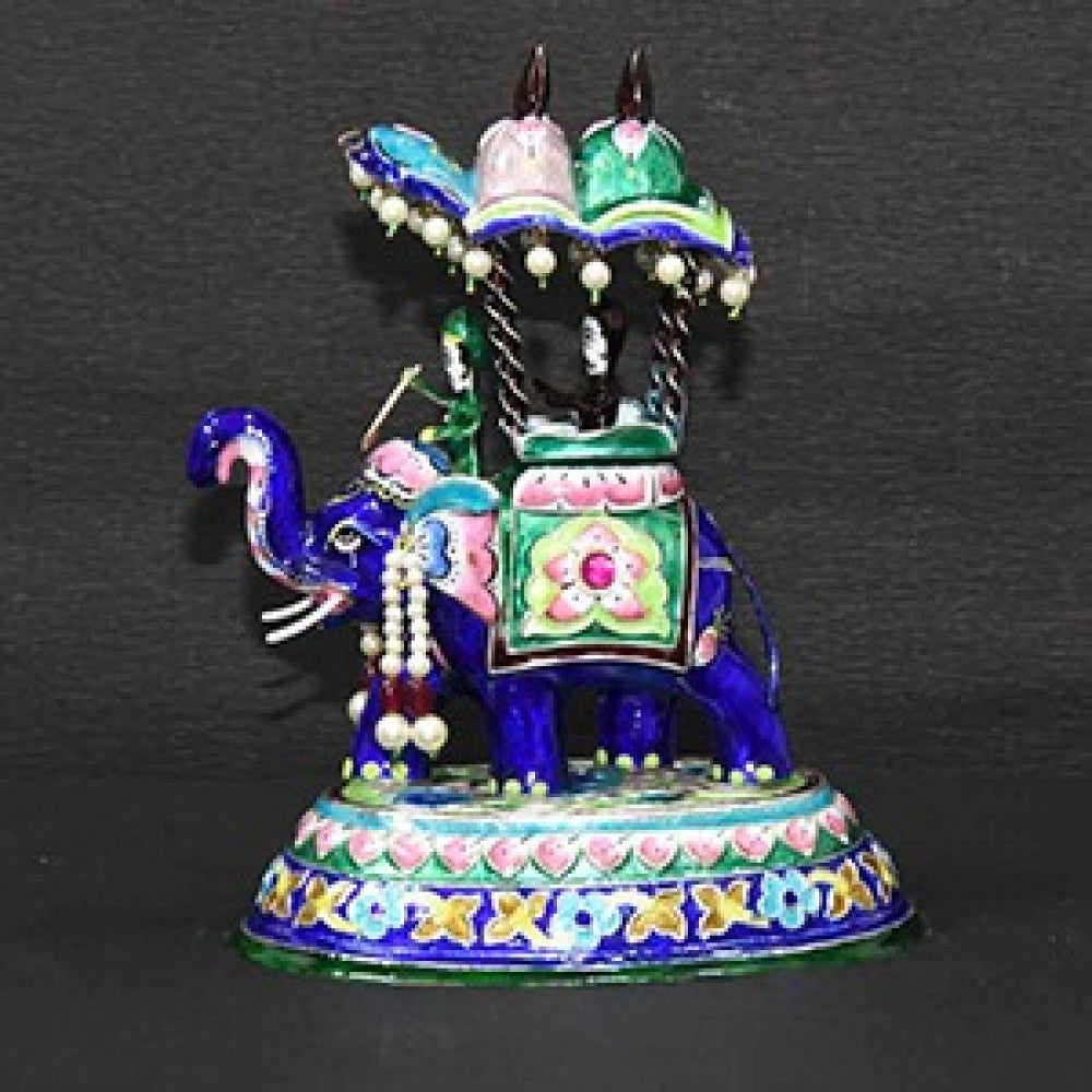 Banaras Gulabi Meenakari Craft Elephant With A Man