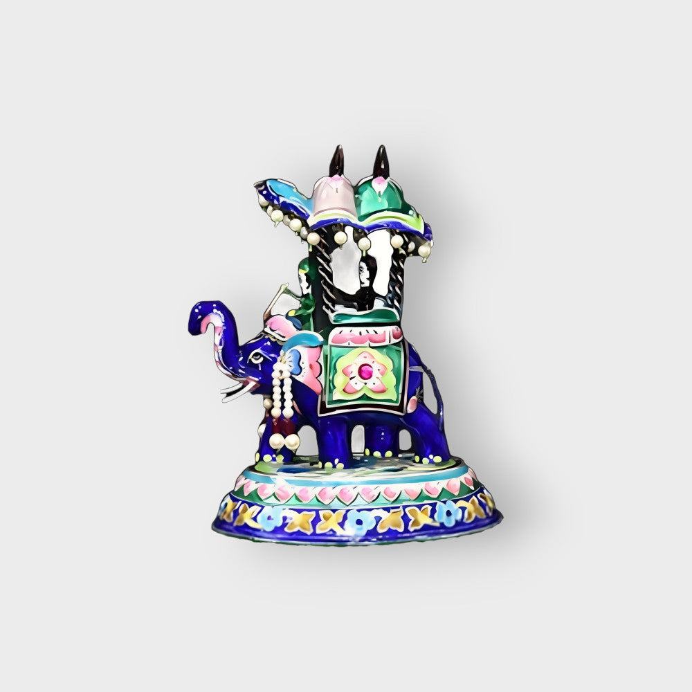 Banaras Gulabi Meenakari Craft Elephant With A Man