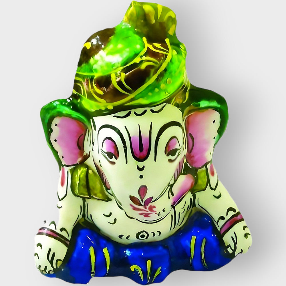 Banaras Gulabi Meenakari Craft Lord Ganesha Sitting Statue