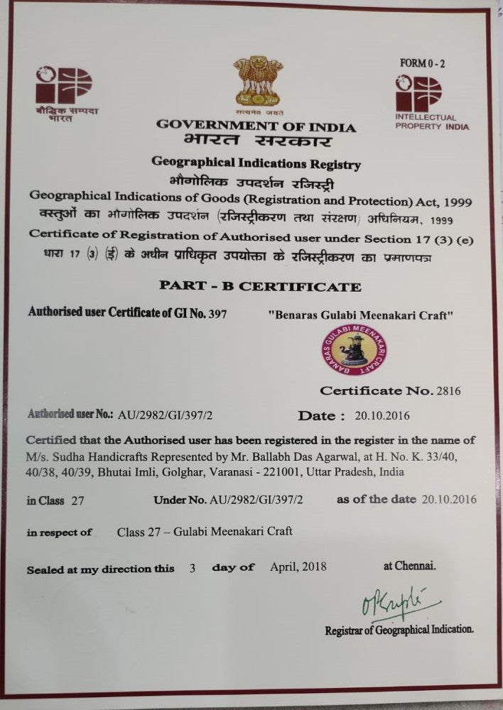 Banaras Gulabi Meenakari Craft Sitting Ganesha