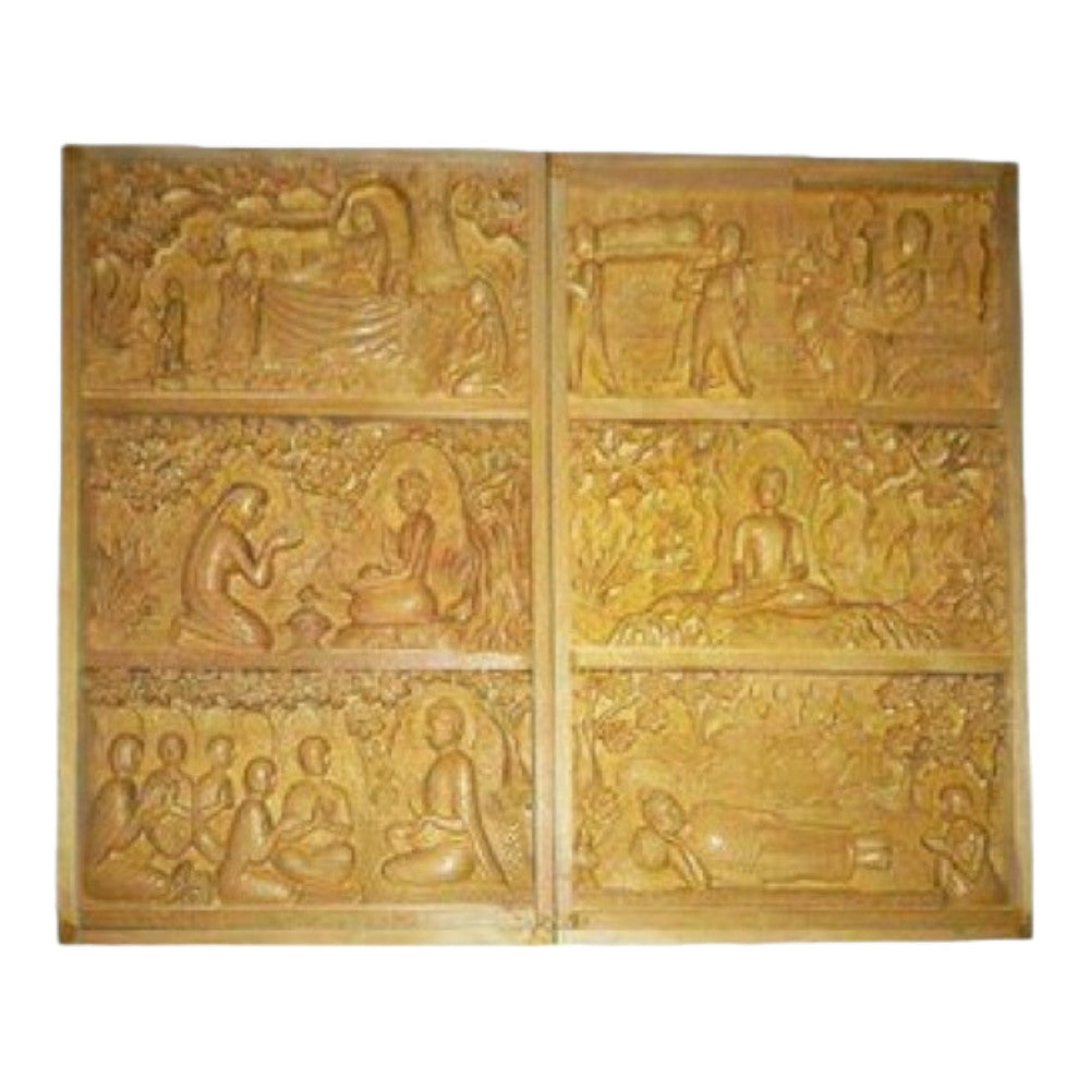 Banaras Wood Handcarved Gautam Buddha Life Scene