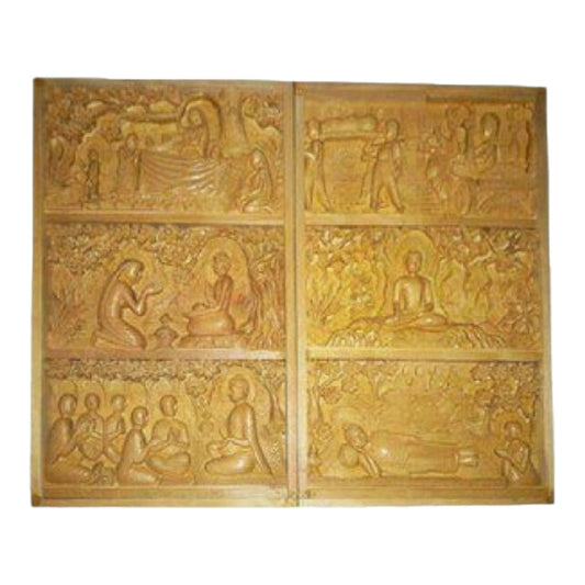 Banaras Wood Handcarved Gautam Buddha Life Scene
