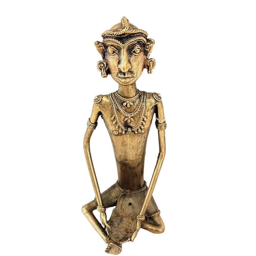 Bastar Handcrafted Male Metal Tribe holding a Bowl