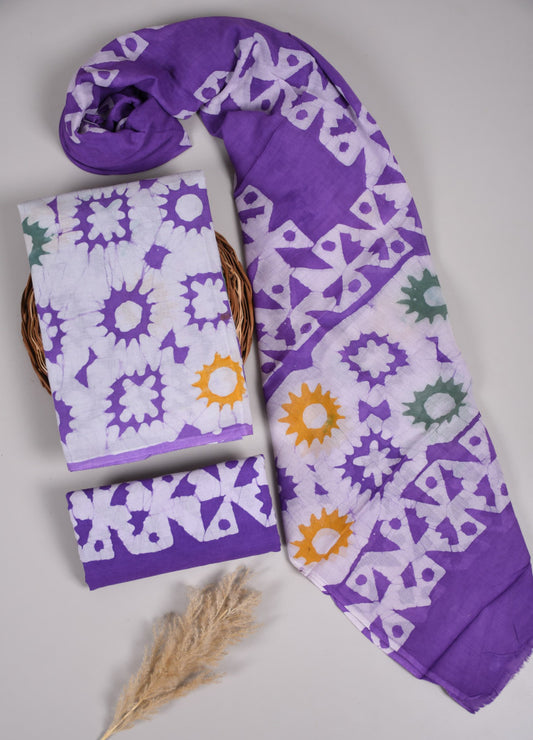 Beautiful Bagru Hand Block Printed Cotton Suit Material With Cotton Dupatta Style 10