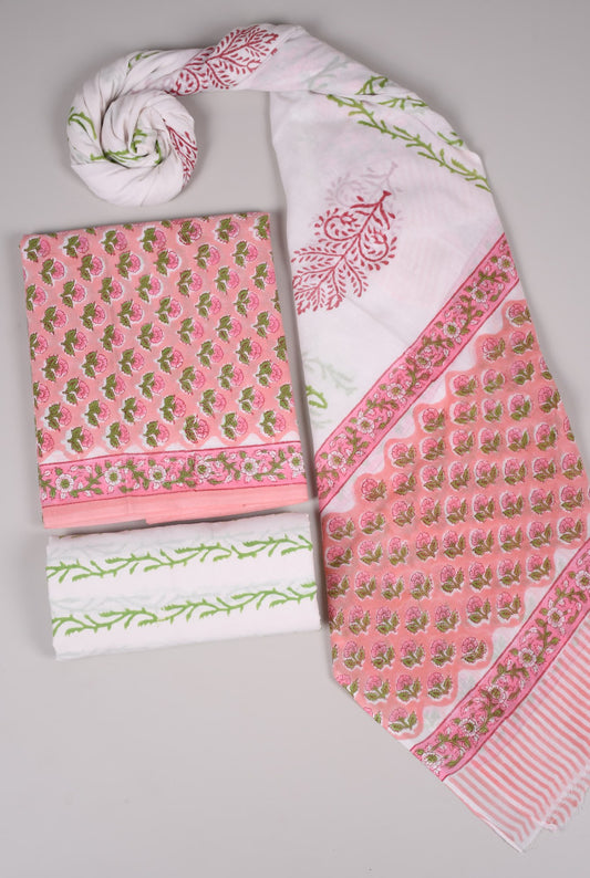 Beautiful Bagru Hand Block Printed Cotton Suit Material With Cotton Dupatta Style 11