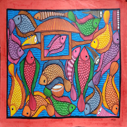 Beautiful Fish Marriage Bengal Patachitra