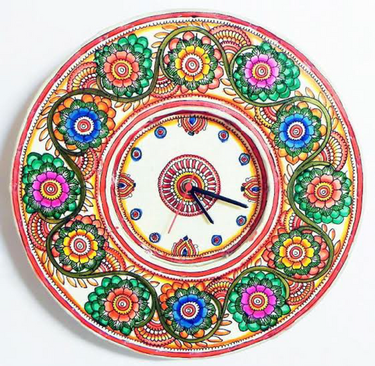 Beautiful Flower Design Handpainted Clock