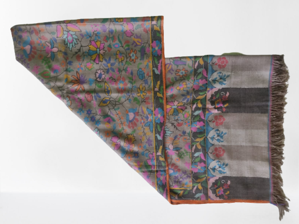 Beautiful Light Brown Multicolour Kani Shawl