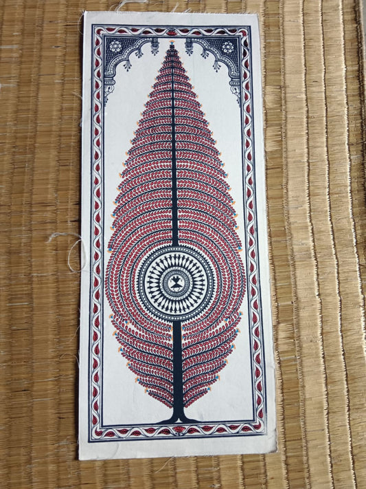 Beautiful Maroon Tree Odisha Pattachitra