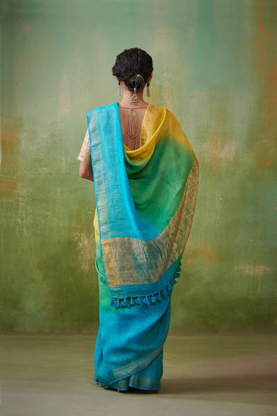 Beautiful Multicolor Linen By Linen Saree