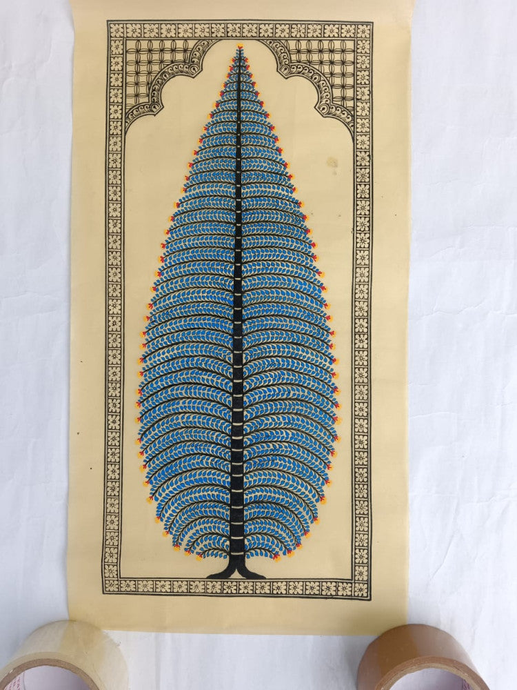 Beautiful Navy Blue Tree Odisha Pattachitra