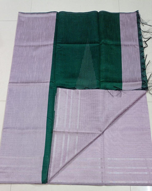 Beautiful Off White And Gree Champa Silk Saree