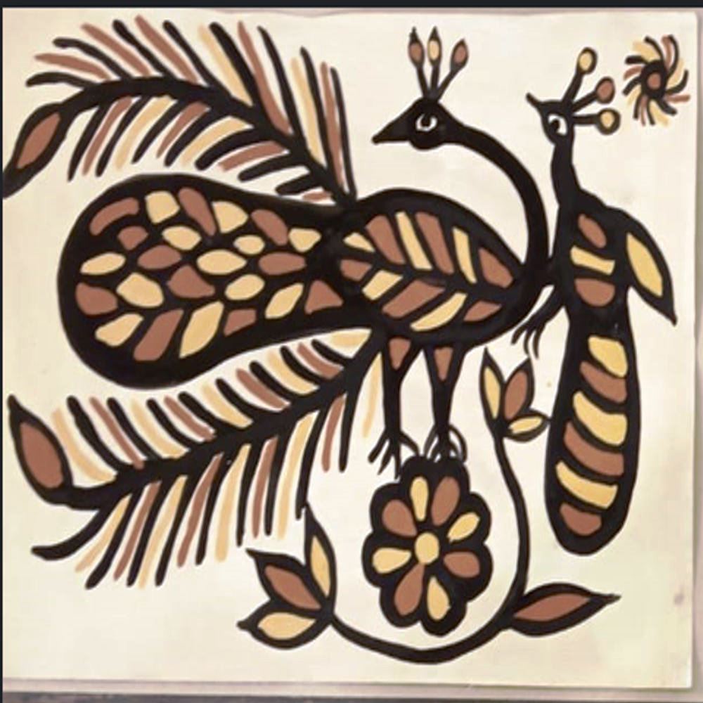 Beautiful Peacock Khovar Painting