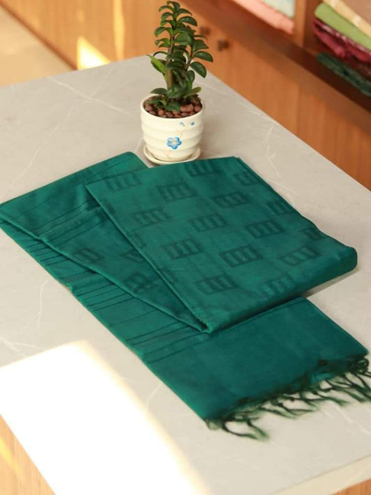 Beautiful Plain Blue Kosa Silk Saree