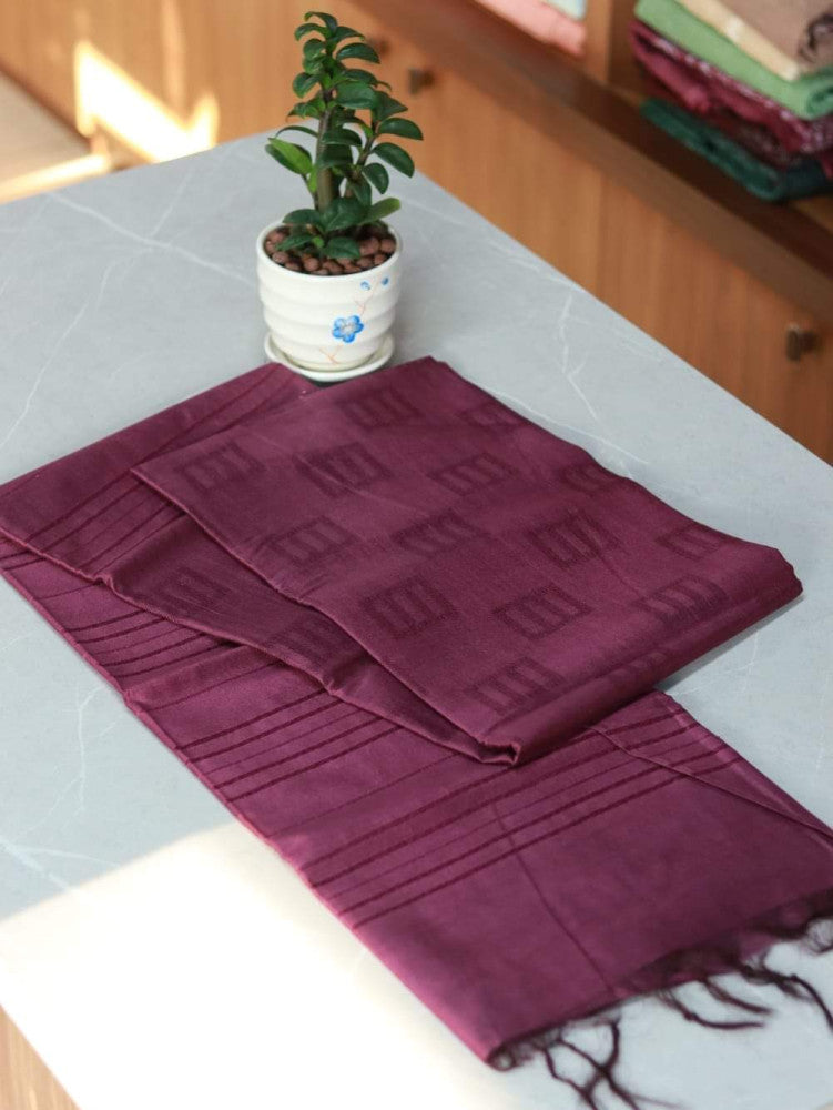 Beautiful Plain Magenta Kosa Silk Saree