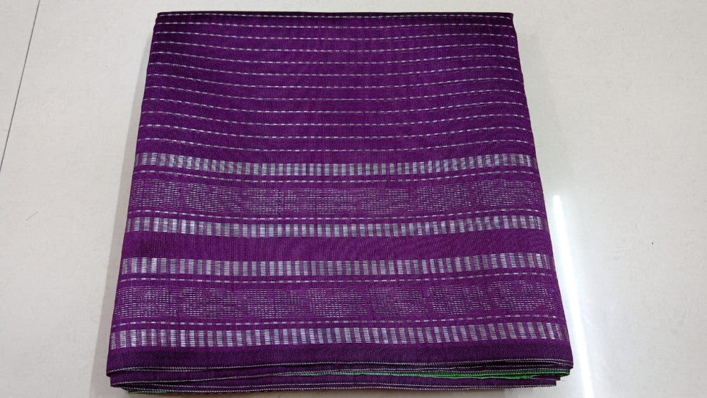 Beautiful Purple And Green Champa Silk Saree