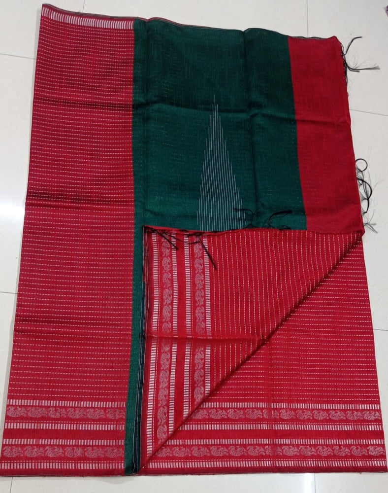 Beautiful Red And Gree Champa Silk Saree