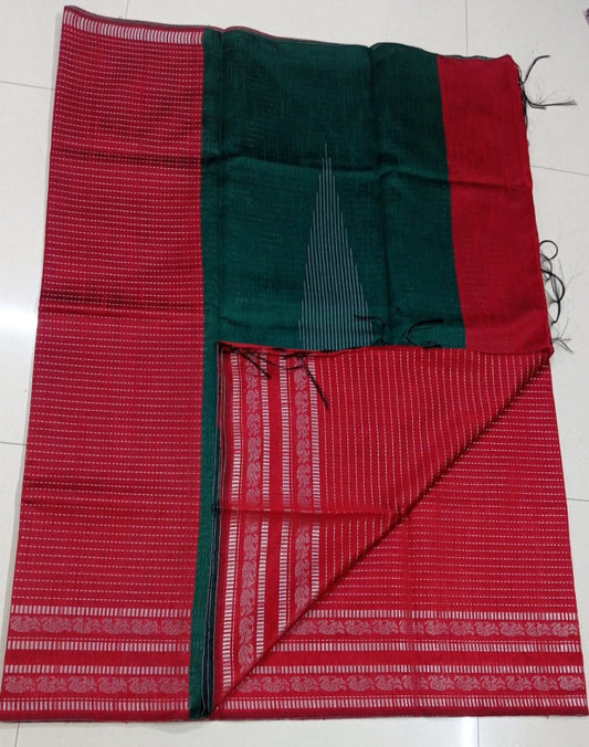 Beautiful Red And Gree Champa Silk Saree