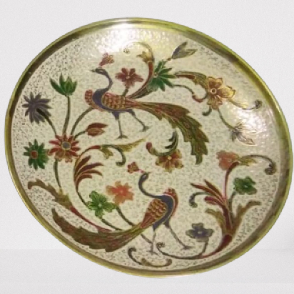 Beautiful Sapat Meena Work White Plate (6 Inch)