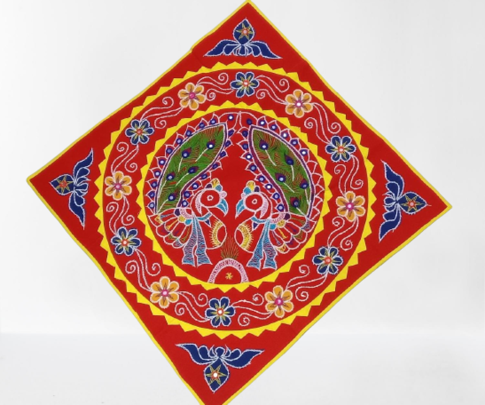 Beautiful Twin Peacock Hanging Pipli Work